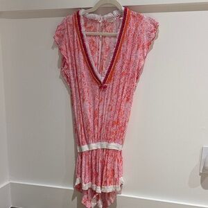 Poupette St. Barth Pink and Orange Patterned Dress